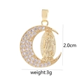 Golden crescent moon pendant with white zircon stones and Guadalupe Virgin Mary, 2.0cm - White Zirconia Moon Virgin Mary D2013JB