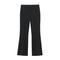 Détails du pantalon évasé noir à taille haute montrant le tissu de qualité et la coupe chic - XS / Pantalon Noir