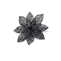 Sparkly black artificial flower with hollow mesh petals for Christmas tree DIY decor - Black
