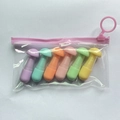 Set of 6 mini mushroom-shaped highlighters in a clear zippered pouch with hanging loop - Mushroom