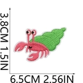 Detailed pink hermit crab embroidery patch with shell showing dimensions 6.5cm x 3.8cm - No.23 (Pink Hermit Crab)