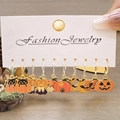 Set di orecchini di Halloween con ciondoli a forma di zucca e gatto nero in smalto colorato - Stile 5 (5 Paia)