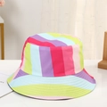 Cappello da sole a righe arcobaleno unisex, cappello da pescatore estivo colorato da esterno - Strisce Arcobaleno