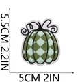 Detailed view of green checkered pumpkin patch embroidery with size measurements - Green And White Rhombic Pumpkin