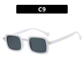 Square white frame sunglasses with dark gray lenses and golden accents at corners - Solid White Frame Gray Lens