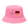 Pink bucket hat with heartbeat German flag heart design for summer sun protection - M / 2# Heartbeat German Flag - Barbie Pink