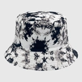 Cappello a secchiello reversibile con motivo tie-dye bianco e nero in tela resistente - M (56-58cm) / Tie-Dye Marmo Nero Bianco (20)
