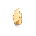 Golden stainless steel ribbon crimp end clasp with securing teeth for DIY jewelry making - 15mm / Gold