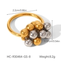 Bague minimaliste en acier inoxydable bicolore or et argent avec perles en métal - Style Grappe de Perles Rondes Bicolore Or Argent (HC-R30464-GS-8)