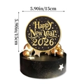 Decorazione per torta Happy New Year 2026 glitterata per festa, topper tondo da 15 cm - Topper Torta Grande 2026 1 Pezzo