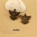 Retro bronze angel wing charms set with Angels Watching Over Me quote for DIY jewelry - A1593 Guardian Angel Round Plate