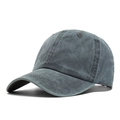 Classic dark grey washed cotton baseball cap with a minimalist soft top and curved brim - Adjustable Kids Size (52-55cm) / Gray