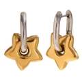 Orecchini a cerchio bicolore in acciaio con pendenti a stella dorati e finitura lucida - Stile Stella Spliced Bicolore