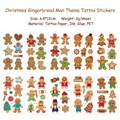 Set di 10 tatuaggi temporanei natalizi pan di zenzero impermeabili per feste - Tema Pan di Zenzero di Natale Serie E111-120