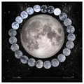 Natural stone moon planet bead bracelet with black and white turquoise and grey beads - With Card / MOON