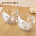 2er-Set transparente Küchen-Abropfschalen mit Griff und weißem Filtersieb - Transparent [2er Pack]