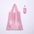 Pink floral foldable shopping bag with matching hook storage pouch for easy travel - 16kg / 38*58cm / Pink Orange Floral (XC-69)