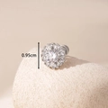 Silver-toned round zircon cartilage stud featuring a 0.95cm double-headed screw design - White Zirconia (Single Piece)
