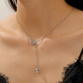 Collana a Y minimalista in argento con ciondolo a racchetta da badminton e corona - Doppio ciondolo racchetta da tennis e badminton argento