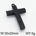 Pendentif croix noir mat en acier inoxydable, accessoire minimaliste de 35x20mm - Noir (KLJ5067-Z) / 20*35mm