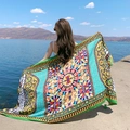 Bohemian style summer beach shawl with colorful geometric patterns and lightweight fabric - 180*90CM / 37116-Yellow Green Bohemian