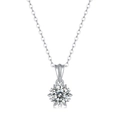 Exquisite 925 sterling silver snowflake pendant necklace with sparkling round moissanite - (s925 Silver + Moissanite P11548 - 6.5mm/1 Carat) / Chain Length 40cm + 5cm (extension Chain)
