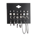 Detailed close-up of 12 pairs of silver-tone stud earrings with rhinestones and faux pearls - E0286-2 (12 Pairs) Silver