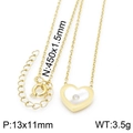 Collar con colgante de corazón dorado con nácar blanco y pequeño detalle de circón - Estilo Corazón Simple (KN117334-K) / Dorado