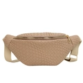 Schicke beige Gürteltasche mit Webstruktur, Textilgurt und goldenem Reißverschluss - Khaki