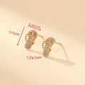 Golden flip-flop stud earrings with white zircons, dimensions 1.15cm by 0.65cm - Gold Flip Flops