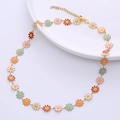 Bohemian style 18k gold plated stainless steel colorful enamel sunflower necklace for women - Mixed Color Flowers 1