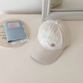 Detail of off-white kids baseball cap featuring cute puppy embroidery and seniorchen text - 52-54cm (3-8 Years) / Beige