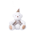 Pendaglio mini orsetto di peluche bianco con cappello e sciarpa in maglia kaki - Bianco (Cappello e Gilet Cachi)