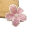 Pink translucent resin plumeria hair claw clip with marble texture and white borders - Stitched Flower Claw [Pink]