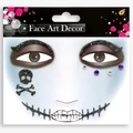 Face Art Decor kit with black glitter skull and purple rhinestone stickers for Halloween - Halloween Joker Skull