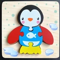 Educational wooden penguin puzzle with colorful pieces for toddler learning and play - Snap Puzzle-Penguin (卡扣JM-企鹅)