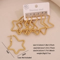 Three pairs of golden stainless steel star hoop earrings in assorted sizes with measurements - Star Shape (4# Star)