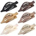 Matte finish hollow oval hair claws in black, brown, and cream colors - Set 25 (Pack of 6)