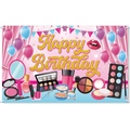 Toile de fond de maquillage pour anniversaire avec texte Happy Birthday doré chic - Toile de Fond de Fête Thème Maquillage 1pc