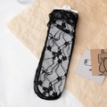 Schwarze Spitzenstrümpfe im japanischen Stil mit Blumenmuster und Mesh-Struktur - Schwarz