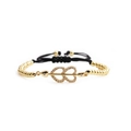 Gold heart-shaped zircon bracelet with adjustable black braided rope for women - Gold Heart Arrow with Black Rope