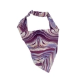 Women's chiffon triangular kerchief featuring purple marble dye patterns and elastic band - 21# Triangular Hairband