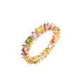Rainbow heart zircon eternity ring in gold finish featuring multi-color gemstones - US 10 / Gold with Multicolor Zircon