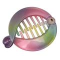 Rainbow gradient banana hair clip with pearlescent finish and curved interlocking teeth - Rainbow Gradient