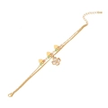 Gold double-layer bracelet with heart charms, colorful beads and a clover pendant - Clover Double Layer Bracelet