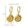 Gold stainless steel nautilus shell hoop earrings with precise size measurements - Nautilus / Gold