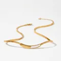 Collar de cadena de serpiente dorada con incrustación de nácar y cierre ajustable - Estilo con Incrustación de Nácar / Dorado (D1184)