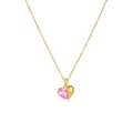 Collana con ciondolo a cuore rosa texture lava dorata e dettaglio fiocco donna - Lava Cuore Rosa A343