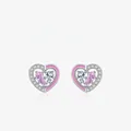 Elegant S925 sterling silver heart stud earrings with pink enamel and sparkling zircon - S925 Sterling Silver (Pink Spliced Heart)