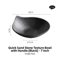 7-inch black ceramic salad bowl with sandstone texture and handle, 18cm diameter - 7" / Black